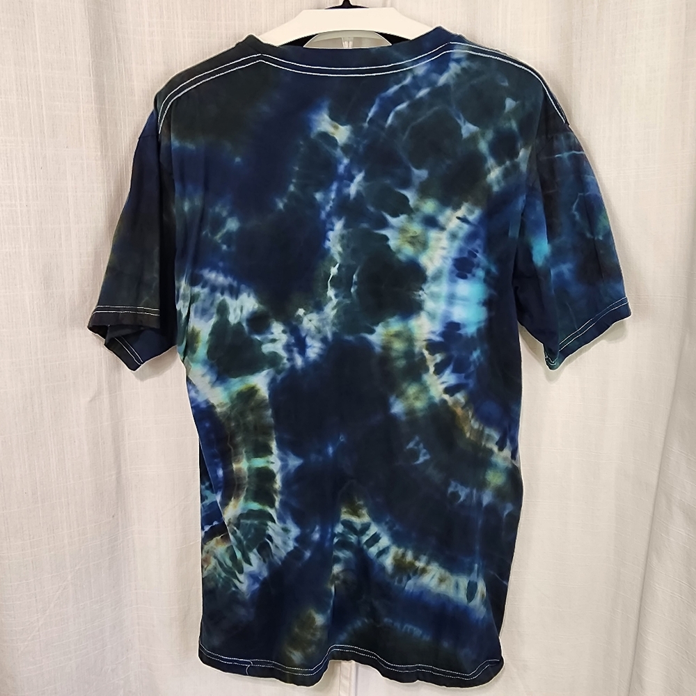 Stafford Blue and Green Short Sleeve Tee with Tie-Dye Effect - Picture 3 of 3